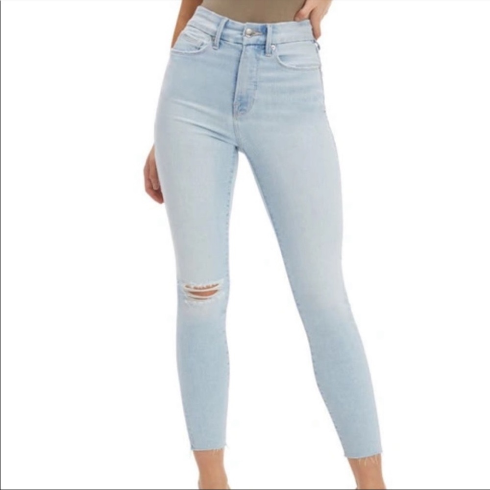 Almost New GOOD AMERICAN Good Waist Crop Raw Edge 16